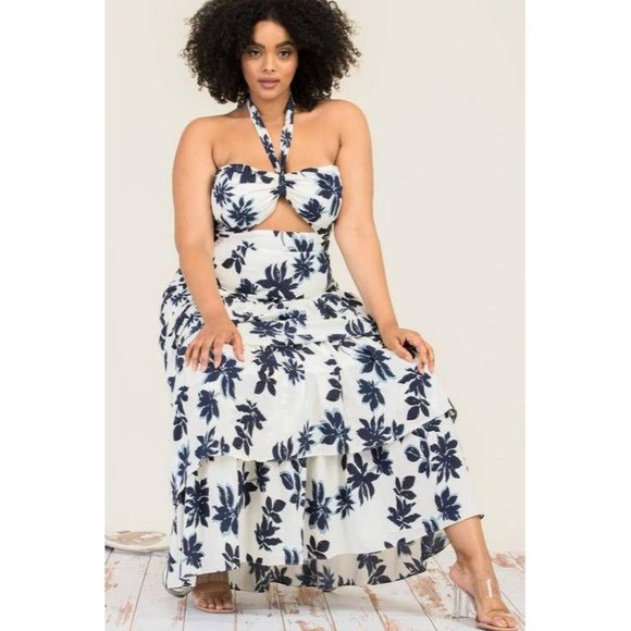 Blue Moon  Halter Top Dress -Plus Size - Picture 2 of 10